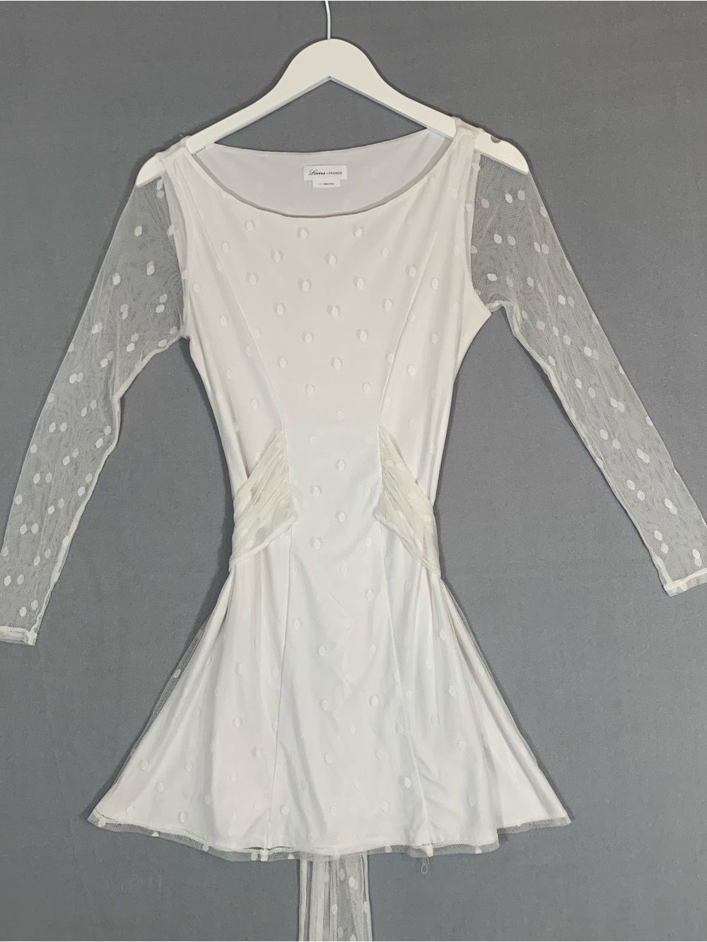 Lovers + Friends White Semi-Sheer Dot Textured Dress Ladies Sz Small